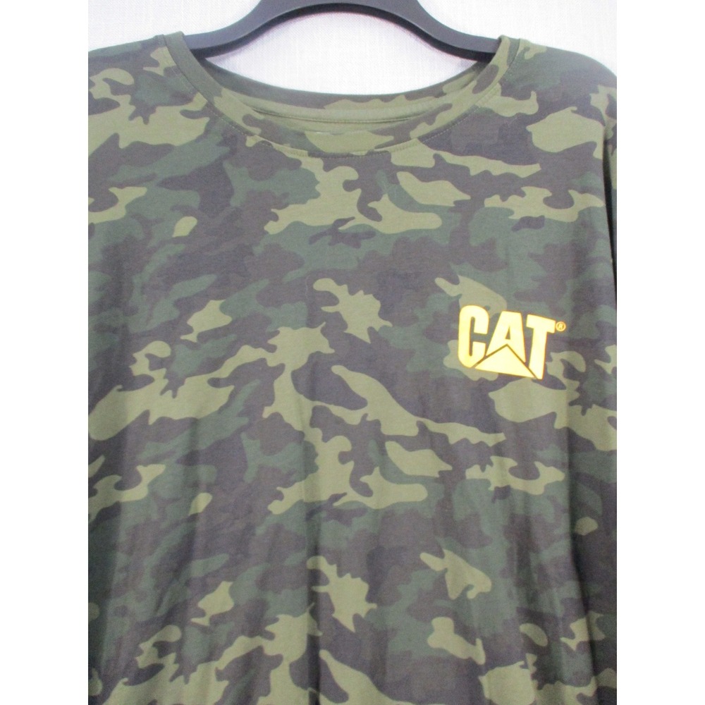 Caterpillar Mens Camo Long Sleeve Graphic T-Shirt CAT Logo Green XL - Picture 2 of 10